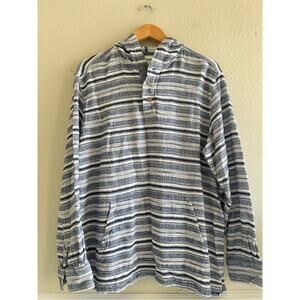 ROWM striped blue hooded‎ sweatshirt men’s size XL neutral beach coastal